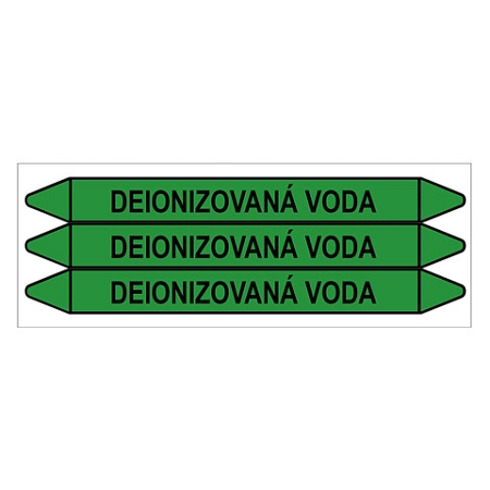 Značení potrubí, deionizovaná voda,3 ks, 355 × 37 mm